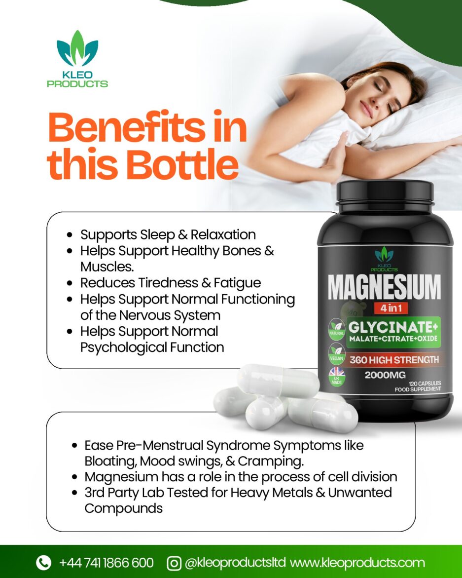 Magnesium Glycinate 2000mg , 4-in-1 Complex , High Strength Magnesium with 400mg Elemental, Contains Bisglycinate, Citrate, Malate, Oxide  Plus Vitamin B6, 120 Vegan Capsules , Magnesium Supplement. - Image 2