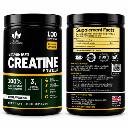 2 PACKS, 100% Pure Creatine Monohydrate Powder - 300g - Easy Dissolve Creatine Powder, Unflavoured & Micronised, (4 months supply)Vegan Creatine for Women and Men